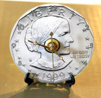 upcycled clock from Susan B. Anthony coin
