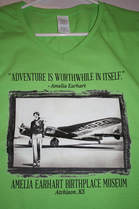 t-shirt featuring Amelia Earhart image and quote from the Amelia Earhart Birthplace Museum