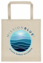 tote bag featuring Mission Blue logo